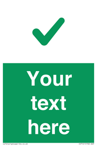 Custom green background, green tick sign